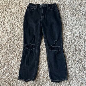 Abercrombie & Fitch Black Ankle Straight Leg, High Rise Jean